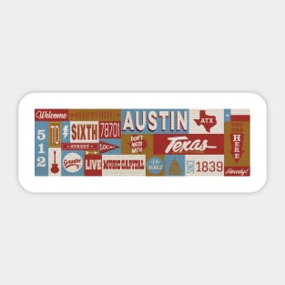 Celebrate a piece of the Austin, Texas landmark 6th street mural, "Music capital!" Sticker